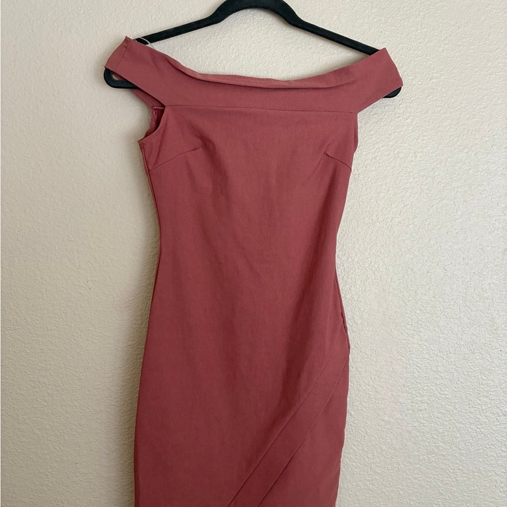A’GACI Off-the-Shoulder Bodycon Mini Dress – Rose Mauve (Size S)